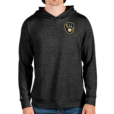 Sweat à capuche Absolute noir chiné Antigua pour homme des Milwaukee Brewers