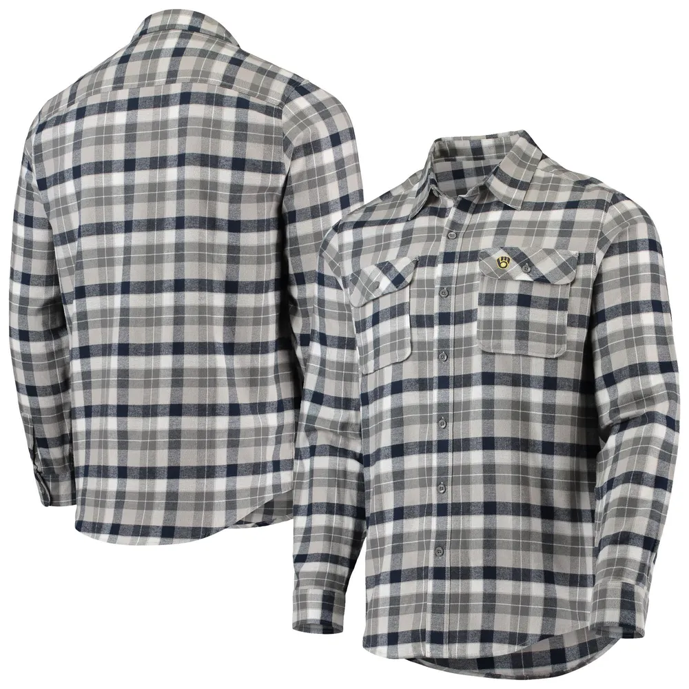 Lids Milwaukee Brewers Antigua Ease Flannel Button-Up Long Sleeve
