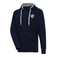 Sweat à capuche entièrement zippé Metallic Victory des Milwaukee Brewers de la marine Antigua pour homme