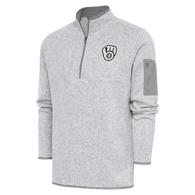 Veste à enfiler glissière quart de tour métallique Fortune des Milwaukee Brewers d'Antigua Pewter pour homme