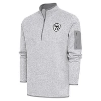 Veste à enfiler glissière quart de tour métallique Fortune des Milwaukee Brewers d'Antigua Pewter pour homme
