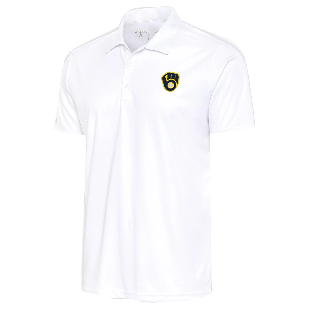 Men's Antigua White Milwaukee Brewers Apex Polo
