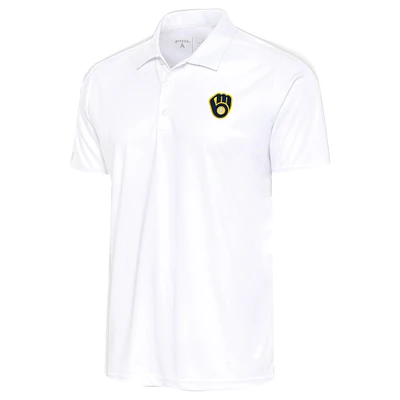 Men's Antigua White Milwaukee Brewers Apex Polo