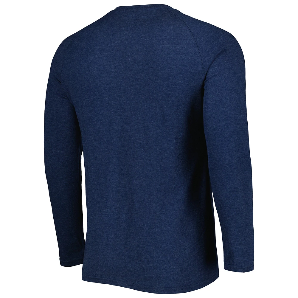 T-shirt Henley à manches longues et raglan pour homme Concepts Sport Heather Navy Milwaukee Brewers Inertia