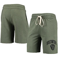 Men's Concepts Sport Heathered Olive Milwaukee Brewers Mainstream Tri-Blend Shorts