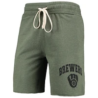 Men's Concepts Sport Heathered Olive Milwaukee Brewers Mainstream Tri-Blend Shorts