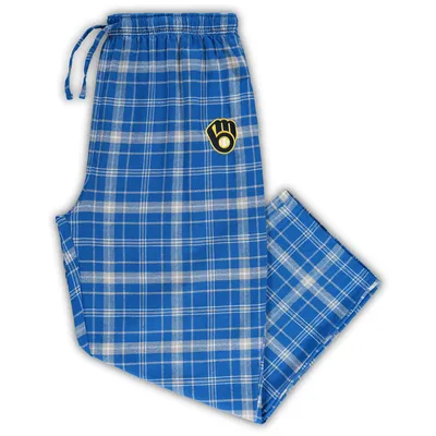 Milwaukee Brewers Concepts Sport Big & Tall Team Flannel Pants - Royal/Gray