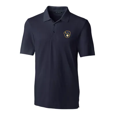 Milwaukee Brewers Cutter & Buck Big & Tall Forge Eco Heathered Stripe  Stretch Recycled Polo - Heather Navy