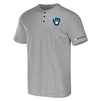 Men's Darius Rucker Collection by Fanatics Heather Gray Milwaukee Brewers Henley T-Shirt