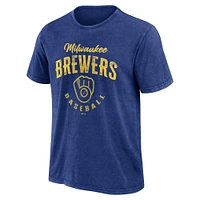 Collection Darius Rucker pour hommes par Fanatics Heather Royal Milwaukee Brewers Cooperstown T-shirt délavé