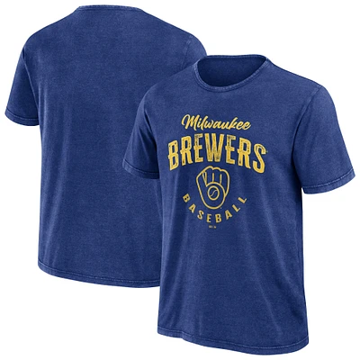 Collection Darius Rucker pour hommes par Fanatics Heather Royal Milwaukee Brewers Cooperstown T-shirt délavé