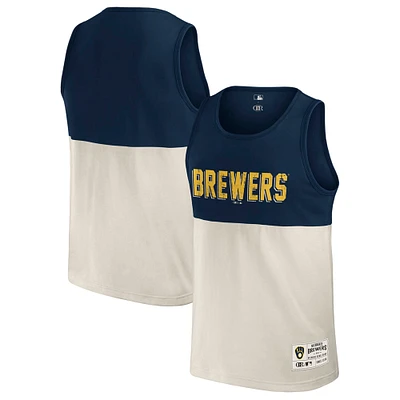 Débardeur color block de la collection Darius Rucker pour hommes par Fanatics, bleu marine, Milwaukee Brewers