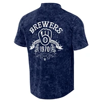 Chemise boutonnée couleur de l'équipe en denim des Milwaukee Brewers la collection Darius Rucker par Fanatics pour hommes, bleu marine