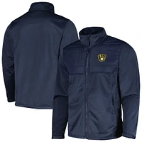 Veste entièrement zippée Dunbrooke Heather Navy Milwaukee Brewers Explorer pour hommes