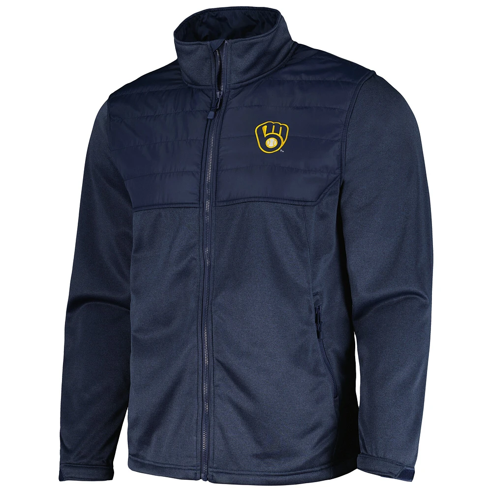 Veste entièrement zippée Dunbrooke Heather Navy Milwaukee Brewers Explorer pour hommes