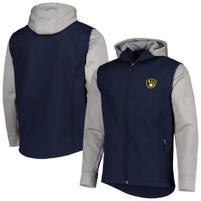 Men's Dunbrooke Navy/Heather Gray Milwaukee Brewers Alpha Full-Zip Jacket