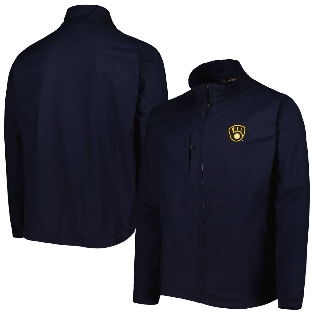 Men's Dunbrooke Navy Milwaukee Brewers Journey Tri-Blend Full-Zip Jacket