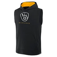 Men's Fanatics Black Milwaukee Brewers Fire Speed Sleeveless Pullover Hoodie