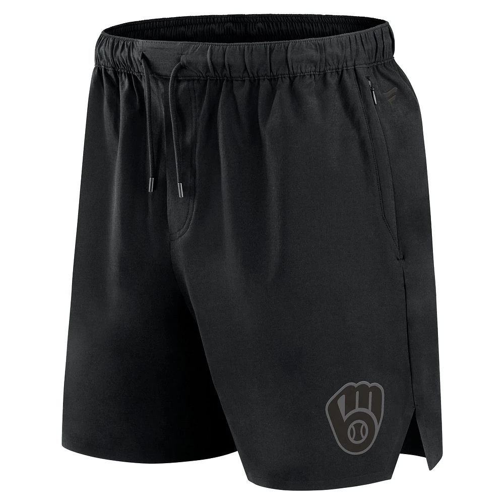 Men's Fanatics Black Milwaukee Brewers Front Office Woven Shorts