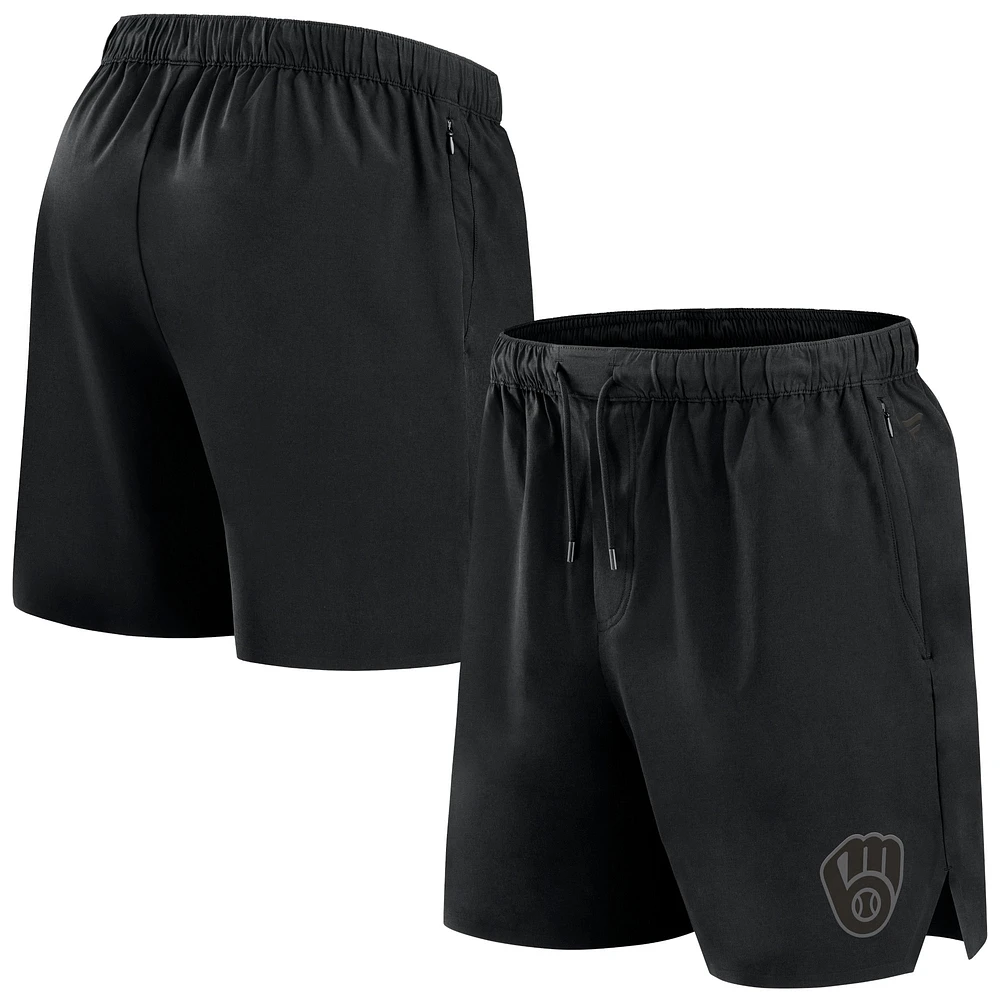 Men's Fanatics Black Milwaukee Brewers Front Office Woven Shorts