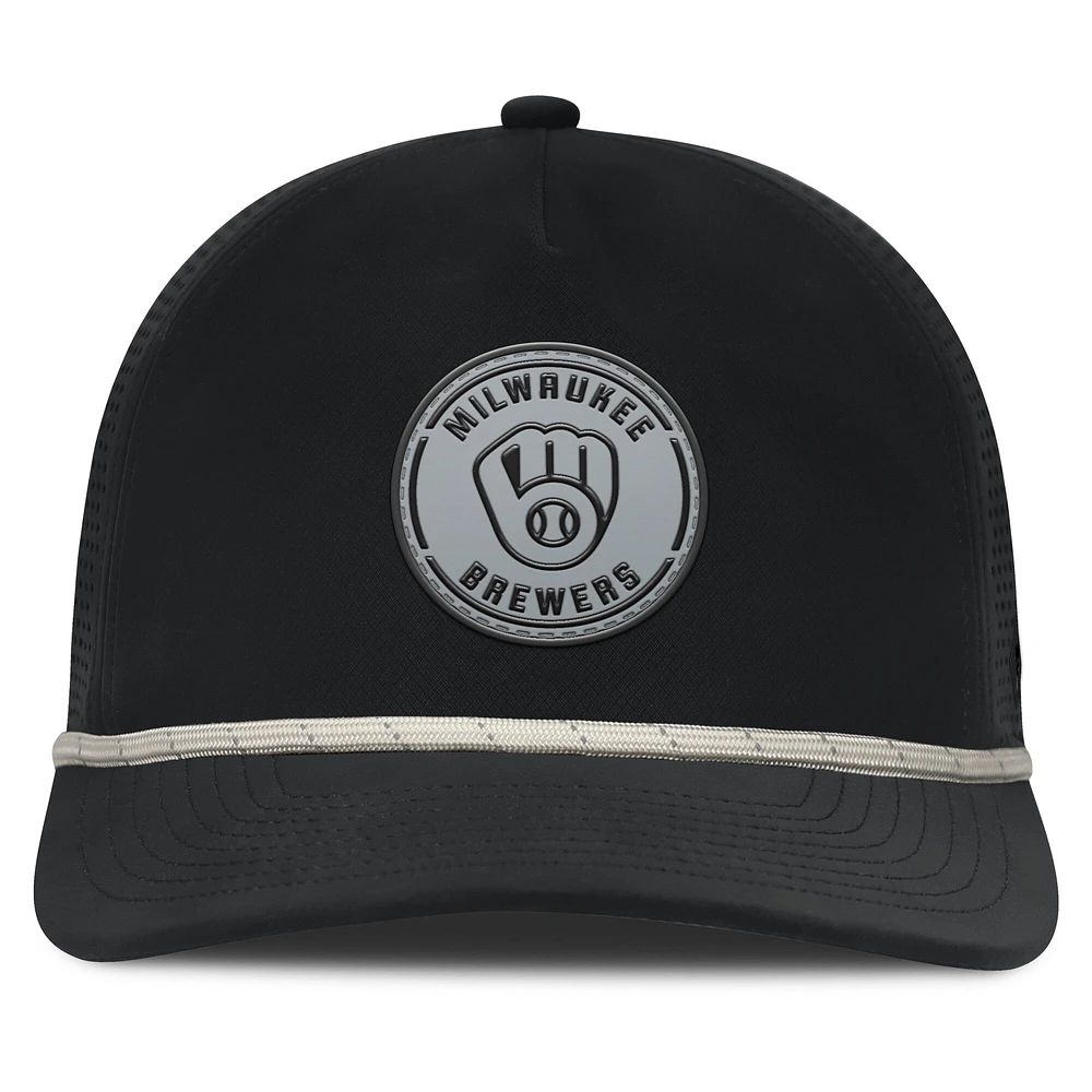 Casquette ajustable Fanatics noire pour homme avec logo signature des Milwaukee Brewers