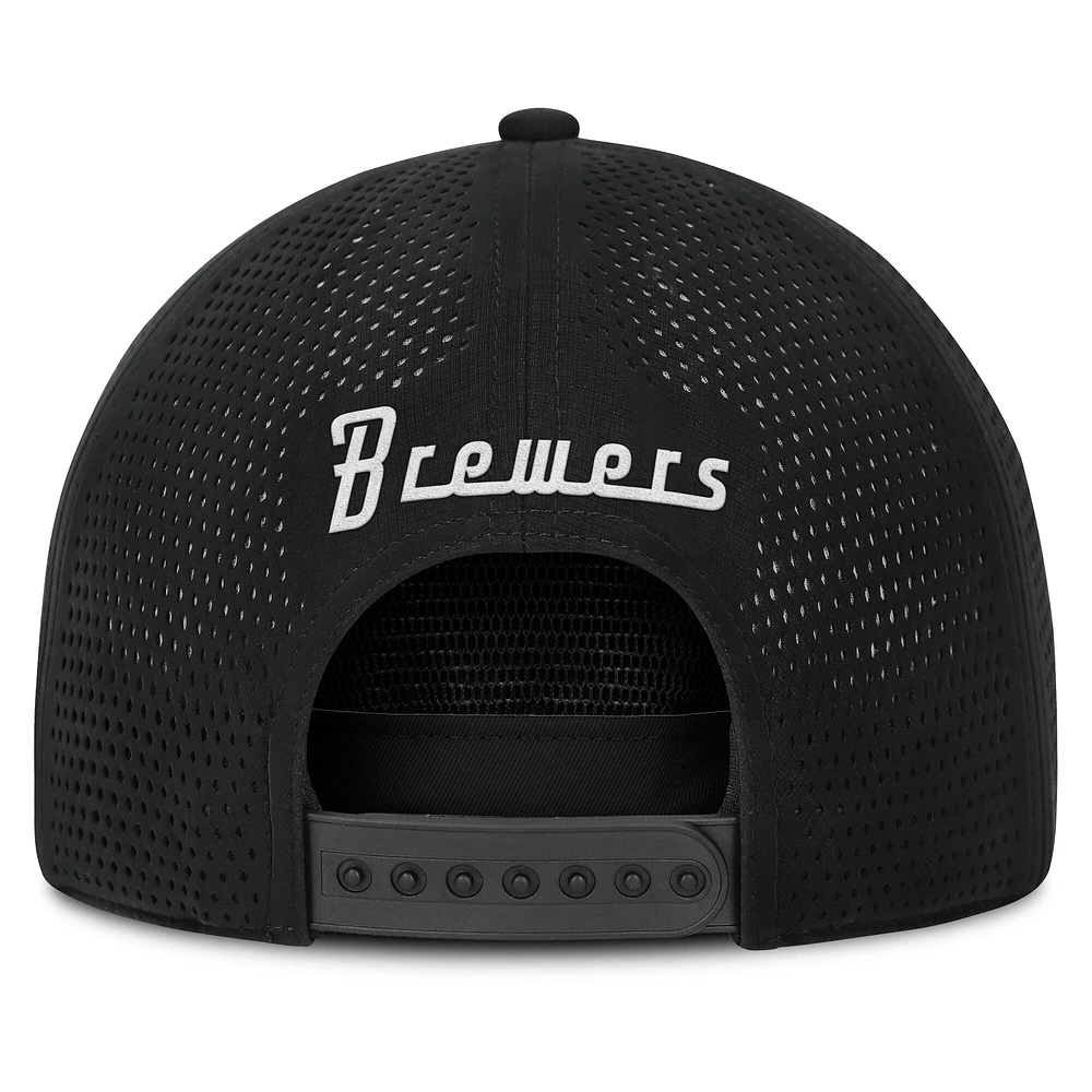 Casquette ajustable Fanatics noire pour homme avec logo signature des Milwaukee Brewers