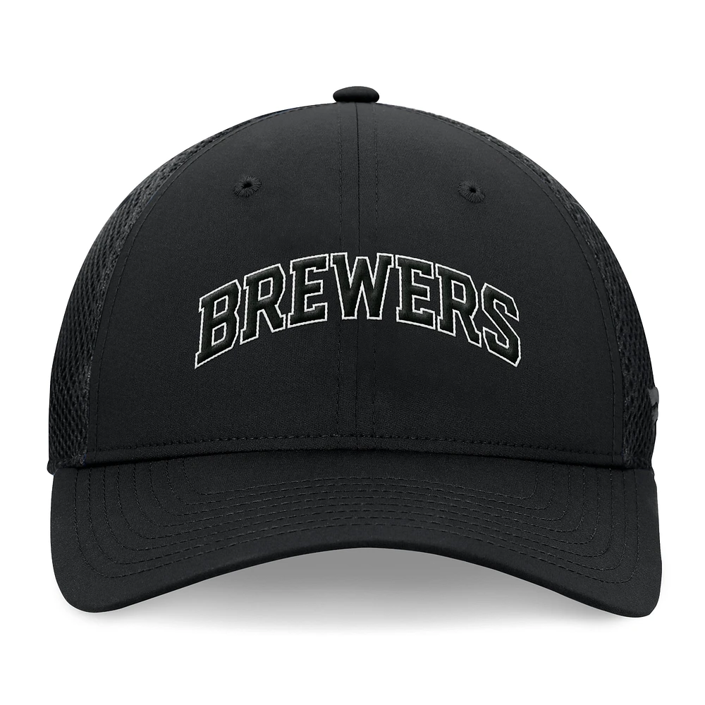 Casquette flexible en maille Spacer Milwaukee Brewers Fanatics noire pour hommes