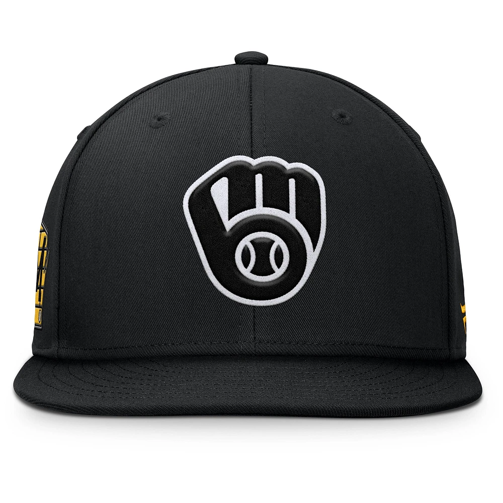 Men's Fanatics Black Milwaukee Brewers Walk-Off Bullpen Snapback Hat