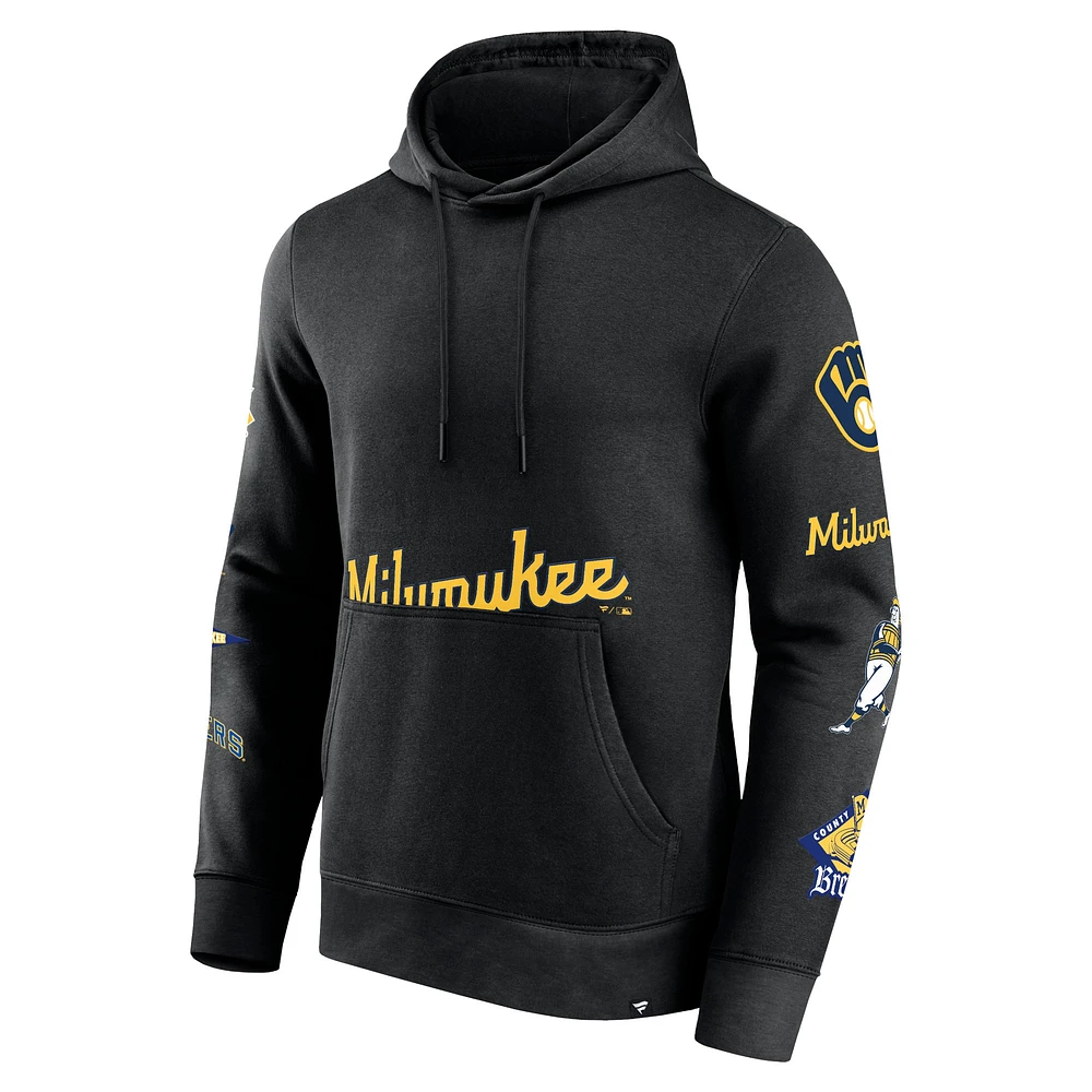 Sweat à capuche noir Milwaukee Brewers Wild Winner Fanatics pour hommes