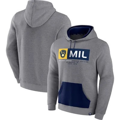 Milwaukee Brewers Fanatics Branded Iconic Steppin Up Fleece Pullover Hoodie - Heathered Gray