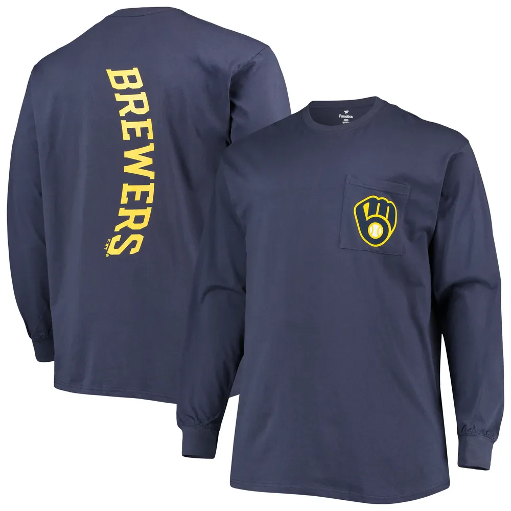 Lids Milwaukee Brewers Fanatics Branded Big & Tall Solid Back Hit Long  Sleeve T-Shirt - Navy
