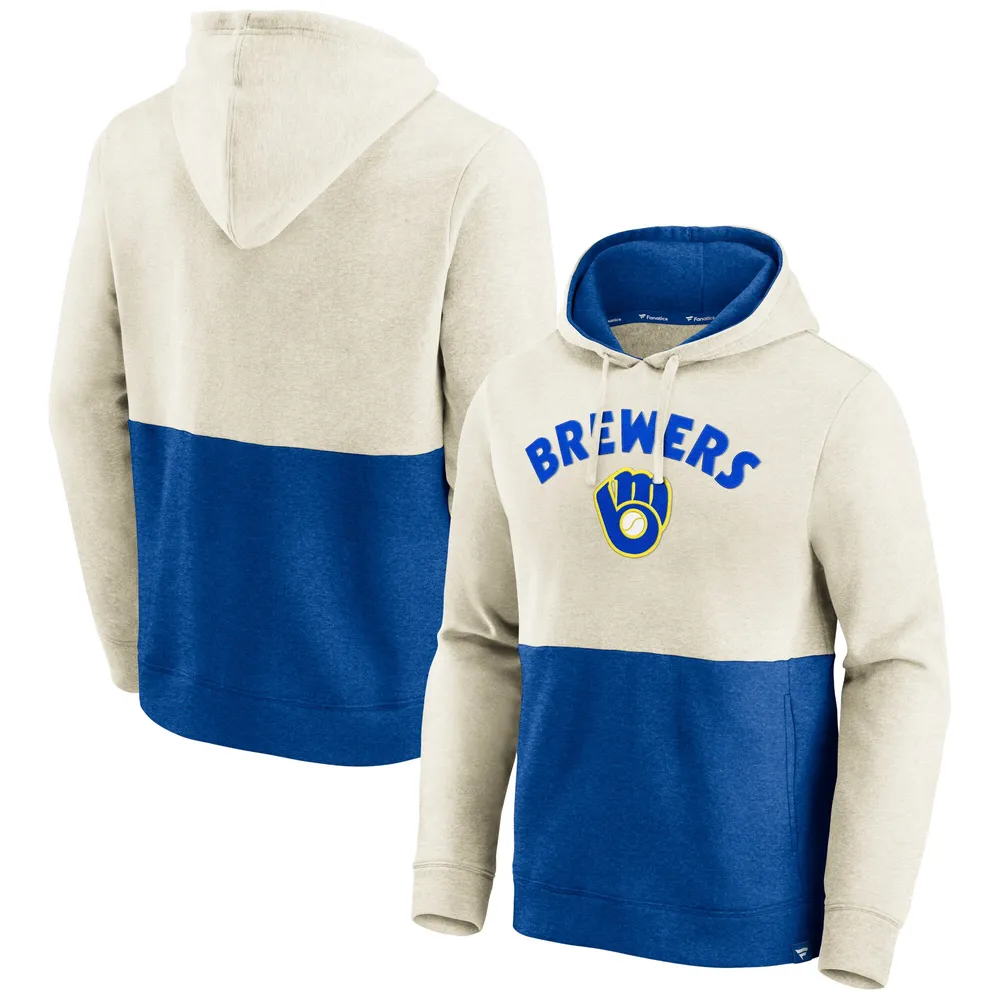 Lids Milwaukee Brewers Fanatics Branded Vintage Arch Pullover Hoodie -  Oatmeal/Royal