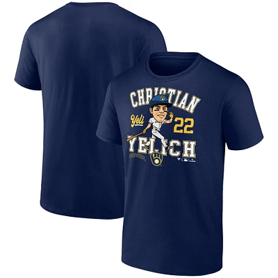 T-shirt fanatiques pour hommes Christian Yelich Navy Milwaukee Brewers Hometown Caricature