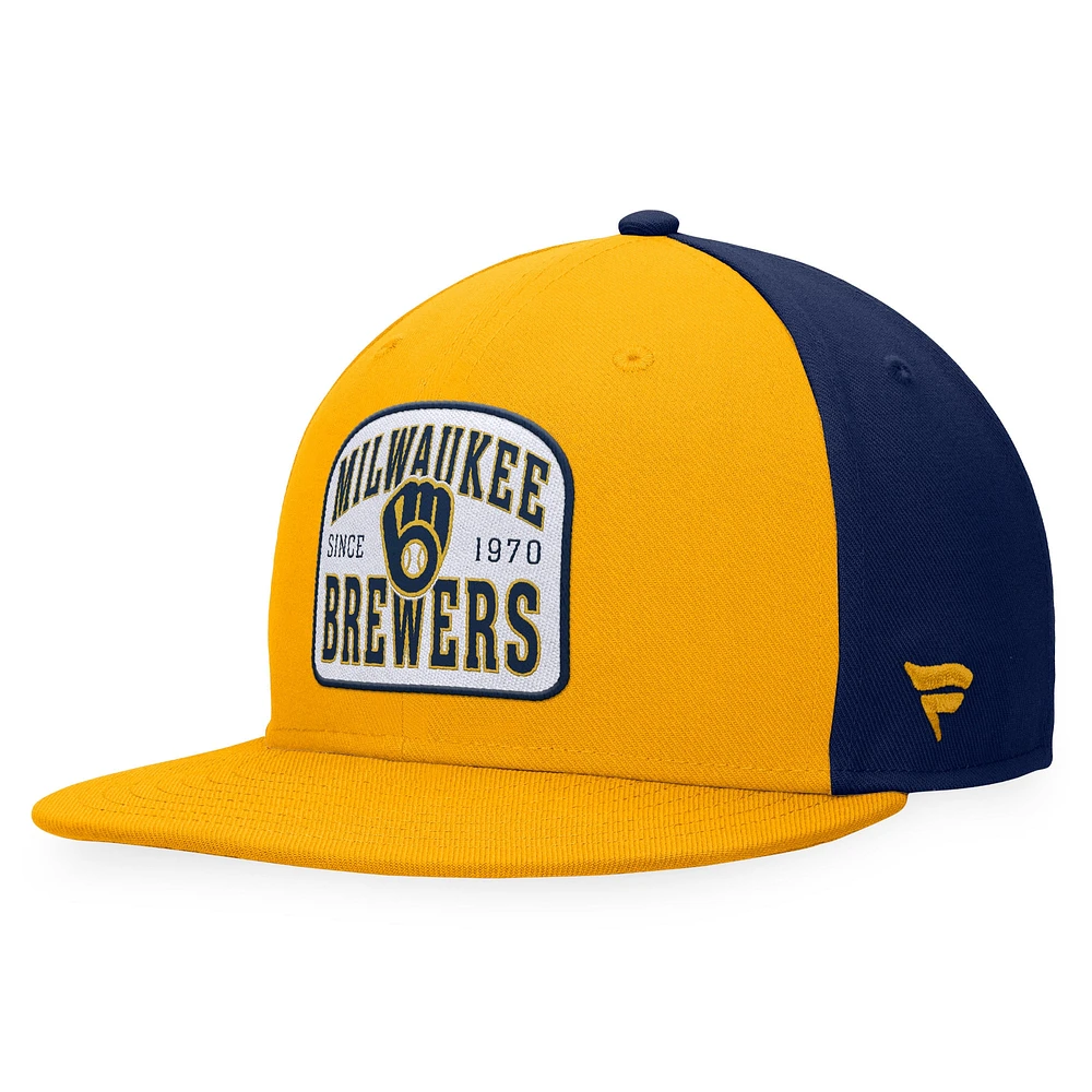 Men's Fanatics Gold/Navy Milwaukee Brewers Cycle Snapback Hat