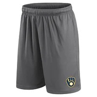 Men's Fanatics Gray Milwaukee Brewers Primary Logo Shorts