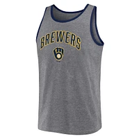 Débardeur primaire Fanatics Heather Grey Milwaukee Brewers pour hommes