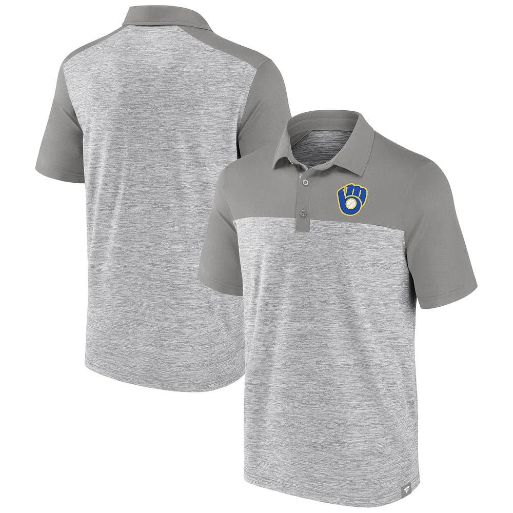 Polo brossé True Classics Avid Fan des Milwaukee Brewers de Fanatics Heather Grey pour hommes