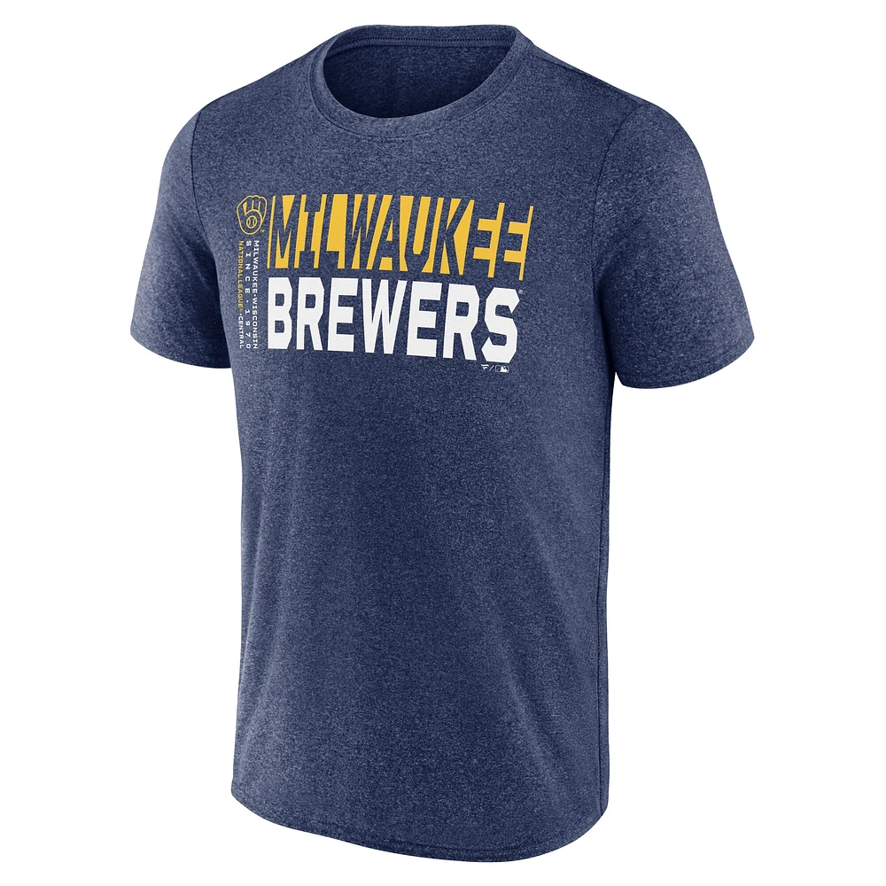 T-shirt Fanatics Heather Navy pour homme - Fondamentals des Milwaukee Brewers Shoot For The Sky