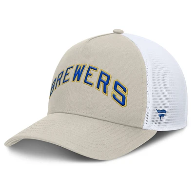 Men's Fanatics Khaki Milwaukee Brewers Heritage Light Khaki A-Frame Adjustable Hat