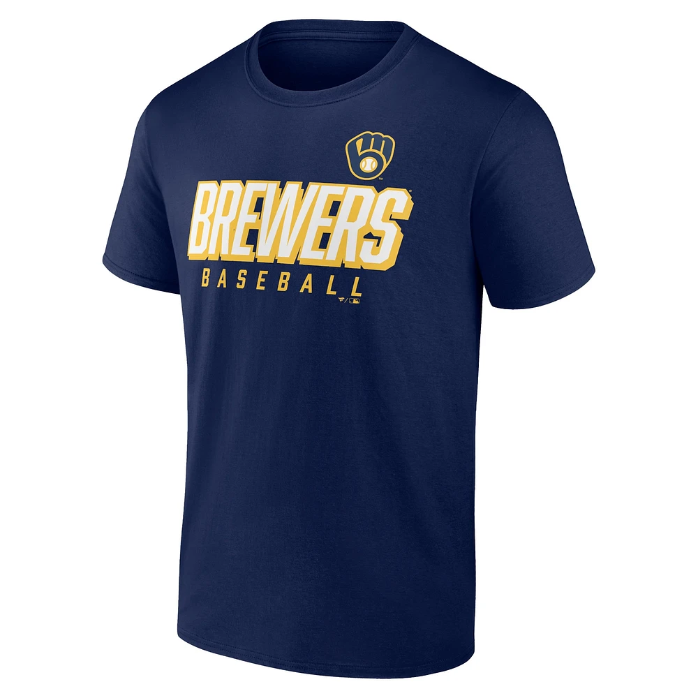 Ensemble combiné de t-shirts Fanatics pour hommes bleu marine/gris Milwaukee Brewers Player Pack