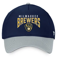 Casquette flexible à logo empilé Milwaukee Brewers Fanatics bleu marine/gris pour hommes