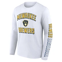 Ensemble de deux t-shirts combinés Fanatics pour hommes bleu marine/blanc Milwaukee Brewers