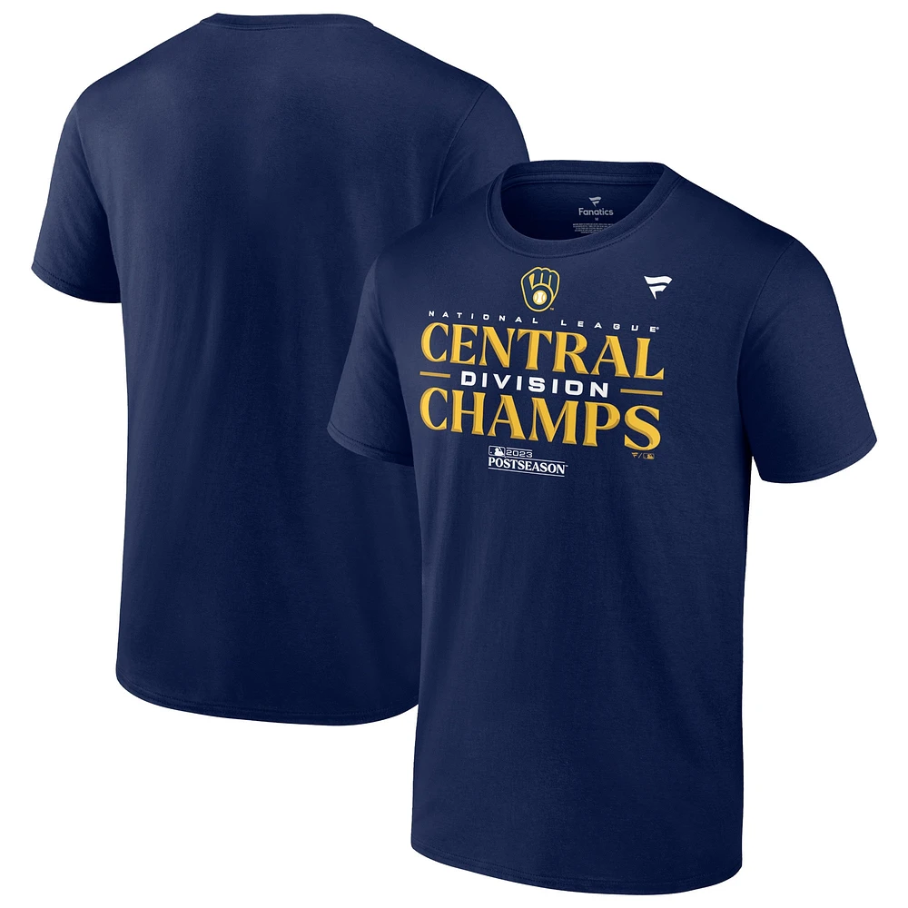 Fanatics pour hommes, bleu marine, Milwaukee Brewers 2023 NL Central Division Champions Locker Room Big & Tall T-shirt