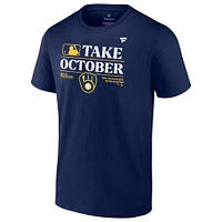 T-shirt des vestiaires séries éliminatoires 2023 de Milwaukee Brewers Fanatics pour hommes, bleu marine