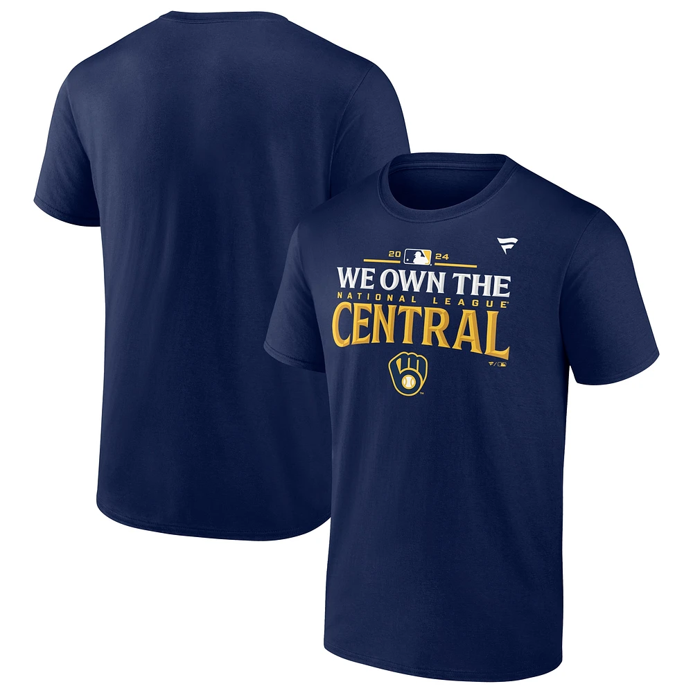 T-shirt Fanatics pour hommes bleu marine Milwaukee Brewers Champions de la division centrale Ligue nationale 2024