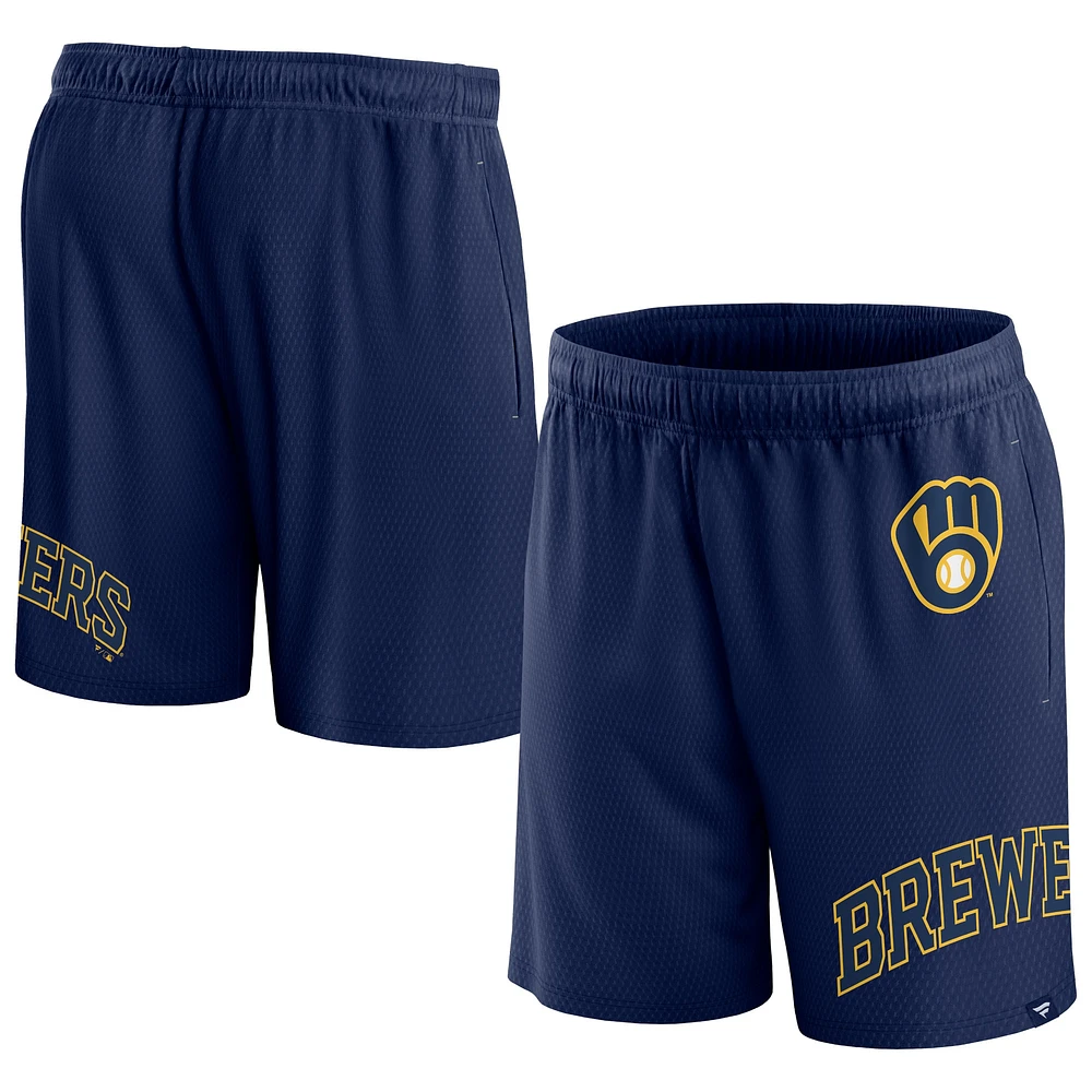 Short en maille Clincher Milwaukee Brewers Fanatics bleu marine pour hommes