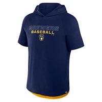 Men's Fanatics Navy Milwaukee Brewers Clubhouse Optimal Play Raglan Hoodie T-Shirt