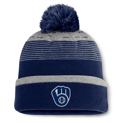 Men's Fanatics  Navy Milwaukee Brewers Fundamental Gradient Cuffed Knit Hat with Pom