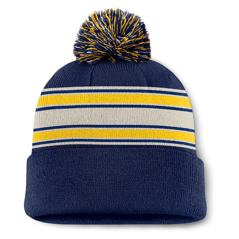 Bonnet en tricot à revers avec pompon et patch Fundamental des Milwaukee Brewers de Fanatics pour homme, bleu marine