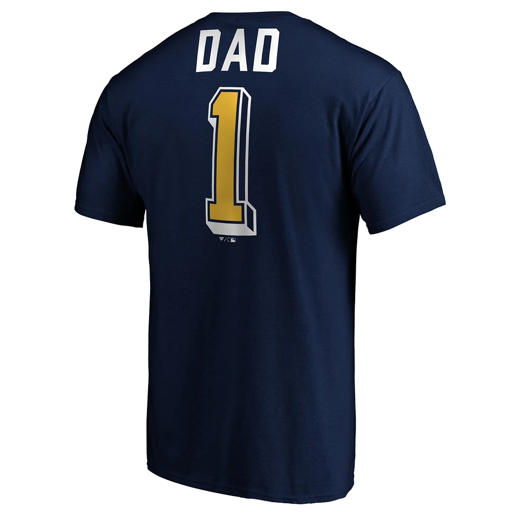 Men's Fanatics Navy Milwaukee Brewers Number One Dad Team T-Shirt